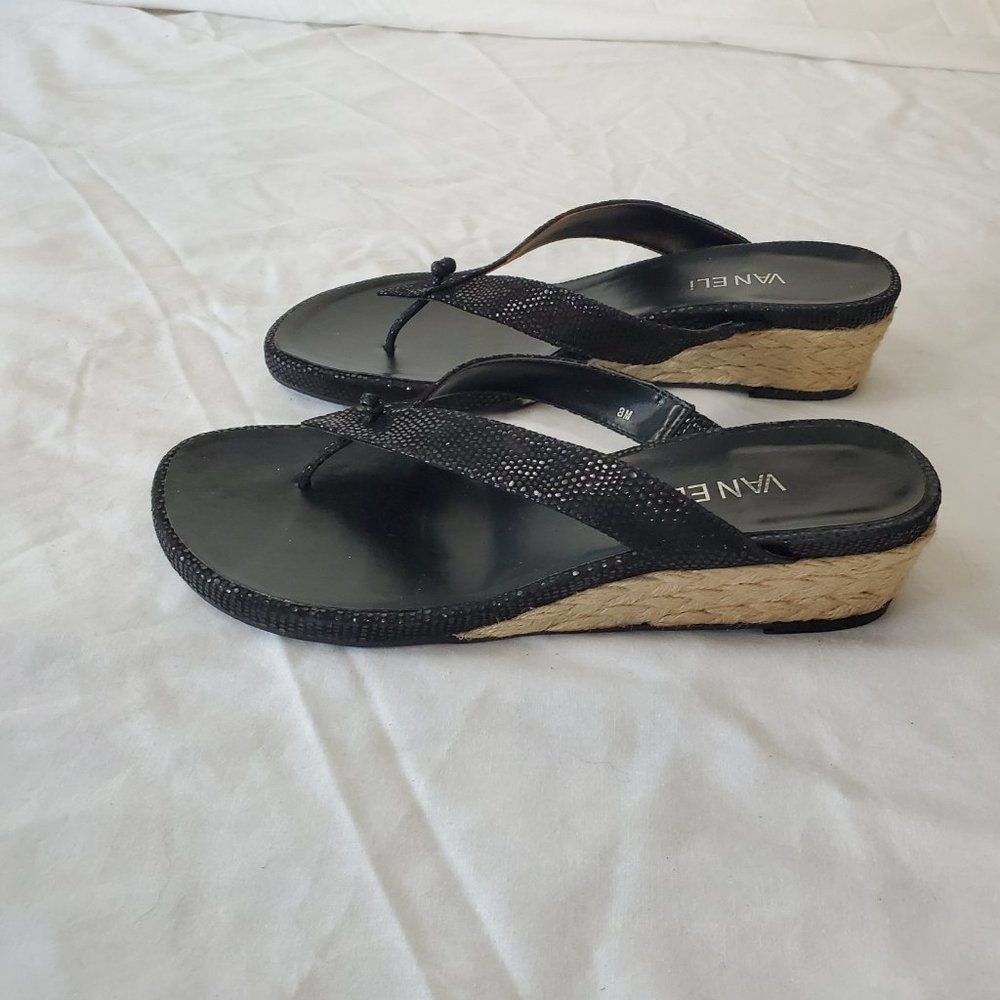 Vaneli Black Wedge Heel Sandals NEW - Picture 3 of 5